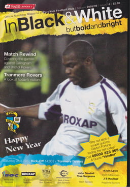 Port Vale v Tranmere Rovers Match Programme 2005-12-31